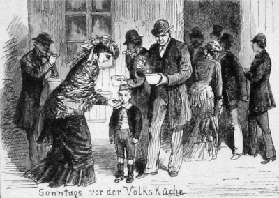 Sonntags vor der Volksküche